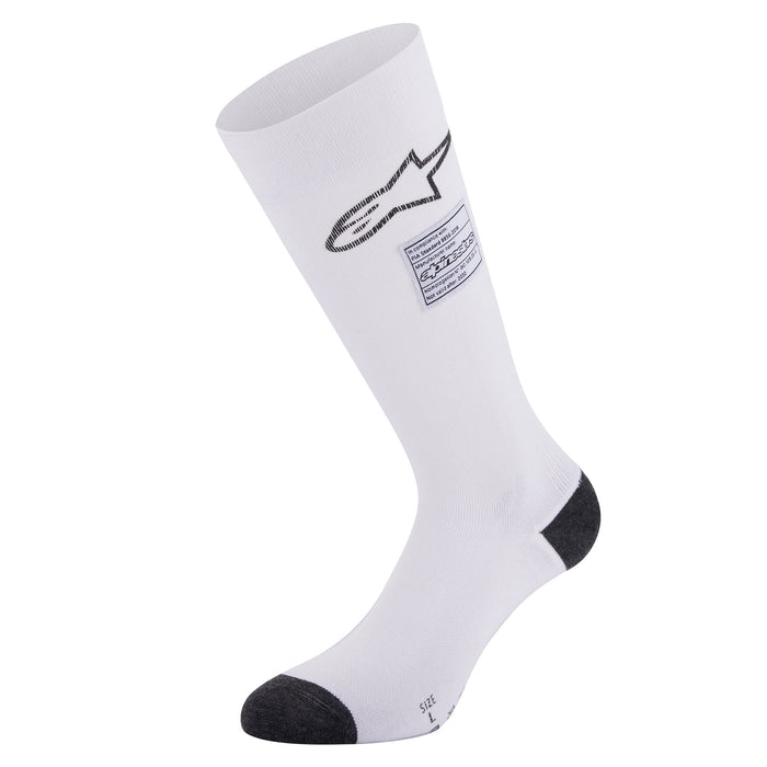 Alpinestars ZX V4 Race Car Socks - White - External - Fast Racer