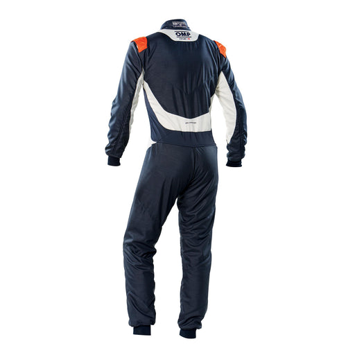 OMP ONE-S Auto Racing Fire Suit , Navy Blue / Orange Back - Fast Racer