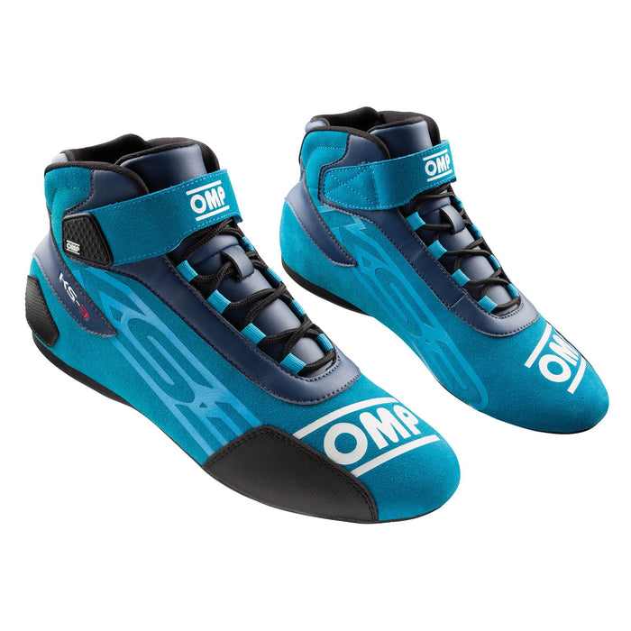 OMP KS-3 Karting Shoes MY2021, Kart Boots - Blue / Cyan - Fast Racer