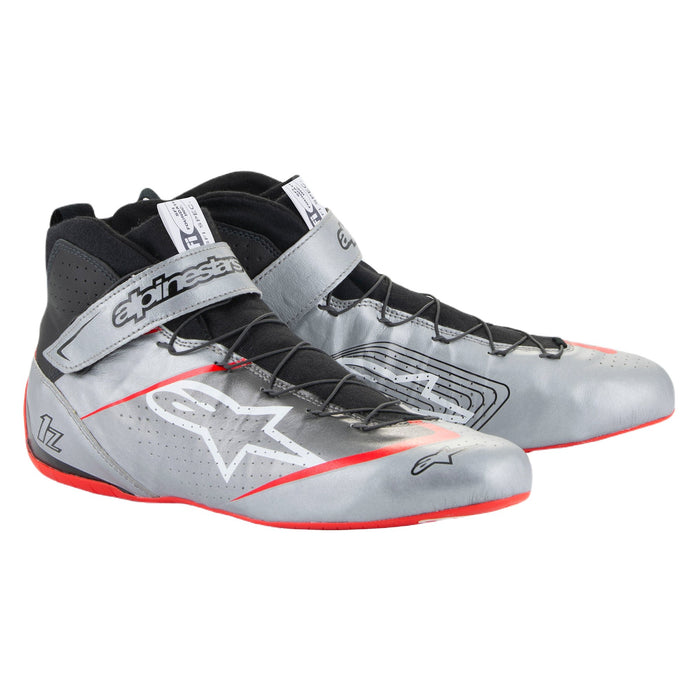 Alpinestars Tech-1 Z V3 Racing Shoes SFI - Silver/Black/Red - Pair - Fast Racer