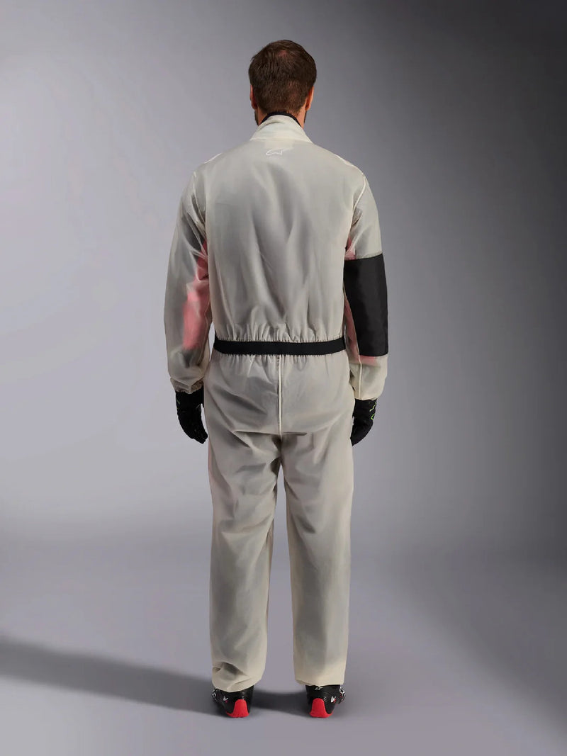 Full Back View of a Driver wearing the Alpinestars KART RAIN Suit - FAST RACER