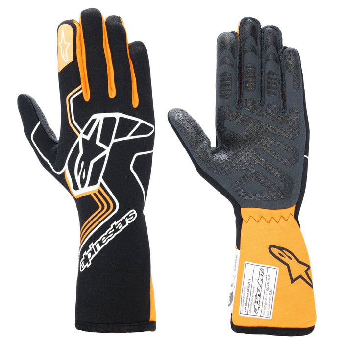 Alpinestars Tech-1 Race V4 Racing Glove - FIA and SFI 3.3 Rated - Black/Orange Fluo - Fast Racer