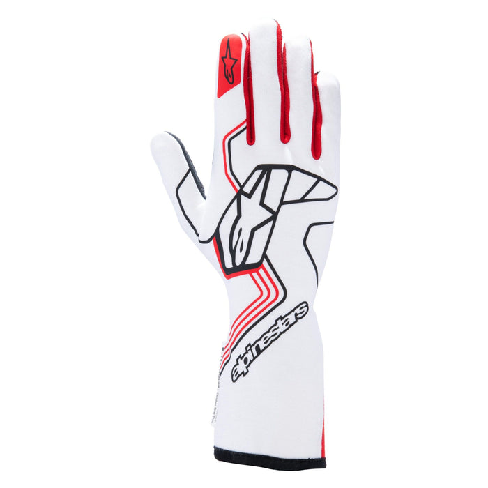 Alpinestars Tech-1 Race V4 Racing Glove - FIA and SFI 3.3 Rated - White/Red - Fast Racer