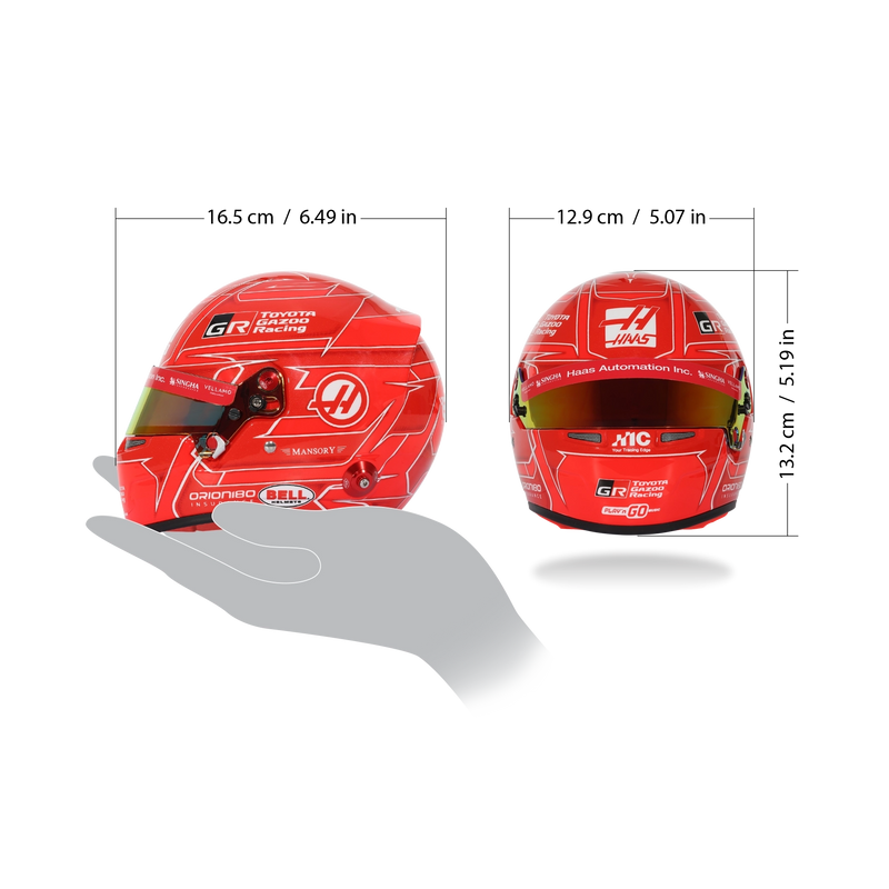 Esteban Ocon 2026 F1 Bell mini helmet shown from side and rear angles for design comparison - Fast Racer