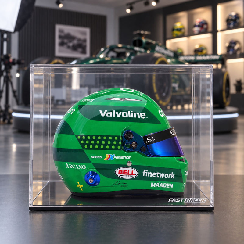 Fernando Alonso 2024 Season F1 Las Vegas GP Mini Helmet & Display Case Bundle - FAST RACER