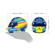 Fernando Alonso 2026 F1 Bell 1:2 scale mini helmet shown from side and rear angles - Fast Racer