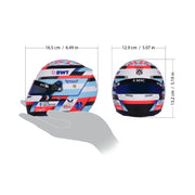 Size chart for Franco Colapinto's 2026 Alpine mini helmet: 16.5 cm long, 12.9 cm wide, 13.2 cm tall - FAST RACER