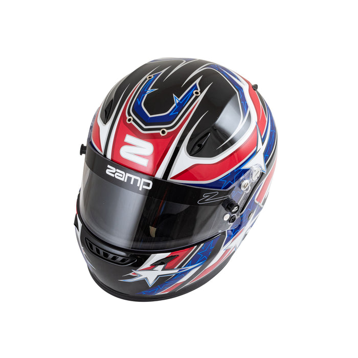 Zamp ZR-72 Graphic FIA 8859-2015 & Snell SA2020 Racing Helmet - Black/Blue/Red - Top - Fast Racer