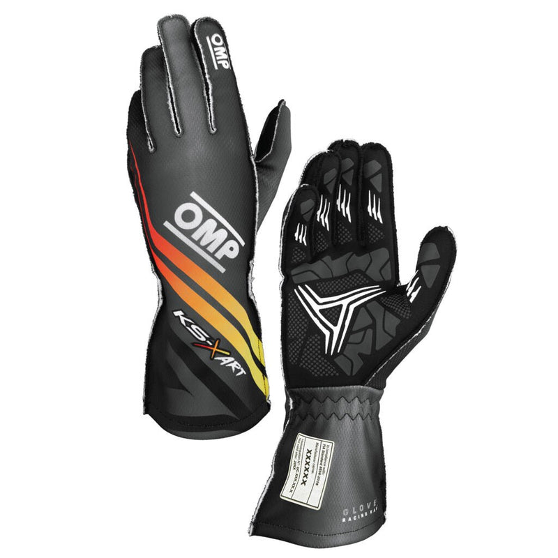 OMP KS-X ART Youth Karting Gloves 6 / Black/Yellow/Red