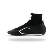 Alpinestars Supertech K karting shoe in Black/White, right side view with white angular side graphics