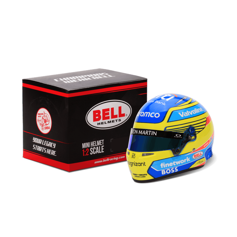 bell helmet 2015 Bell 1:2 Scale F1 Mini Helmet Fernando Alonso 2024 Aston Martin F1