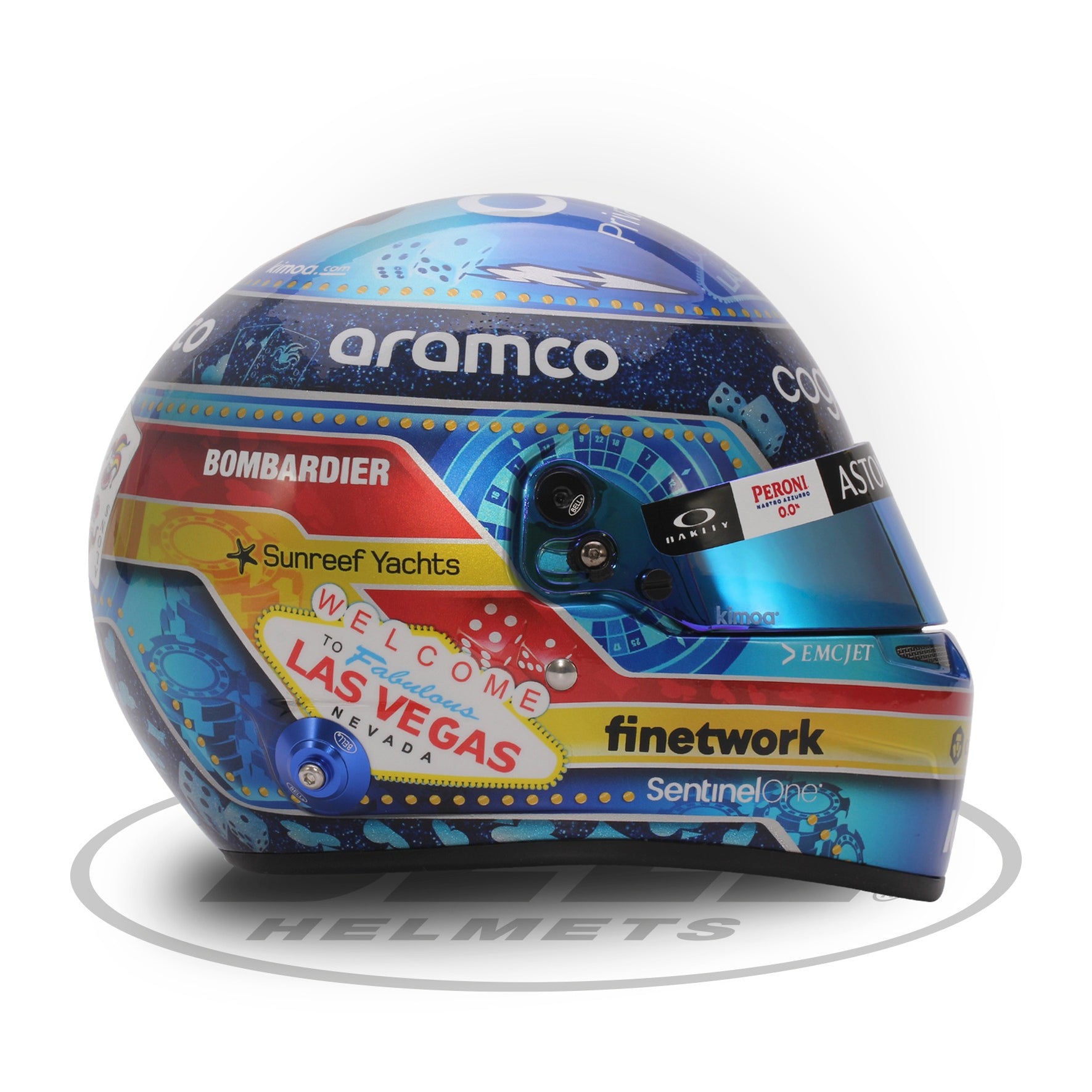 12 Scale Mini Helmet Fernando Alonso 2023 Aston Martin Las Vegas GP