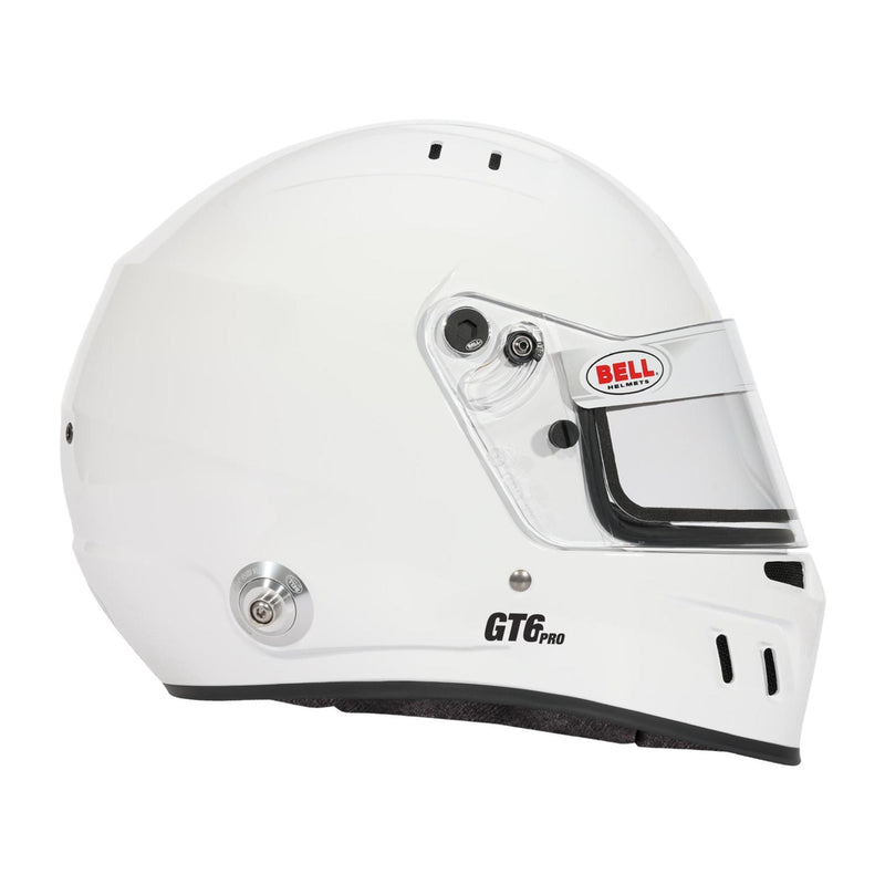 Full right view of the Bell GT6 PRO Racing Helmet - Snell SA2025 / FIA8859 in White color at FAST RACER