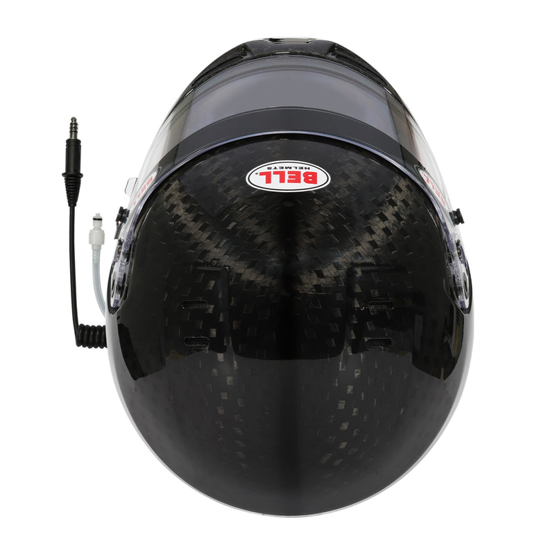Top view of the Bell 2025 GT6 RD - 4C/EC ULTRA Carbon Closed - Cockpit Racing Helmet - Snell SA2025 / FIA in Black color at FAST RACER