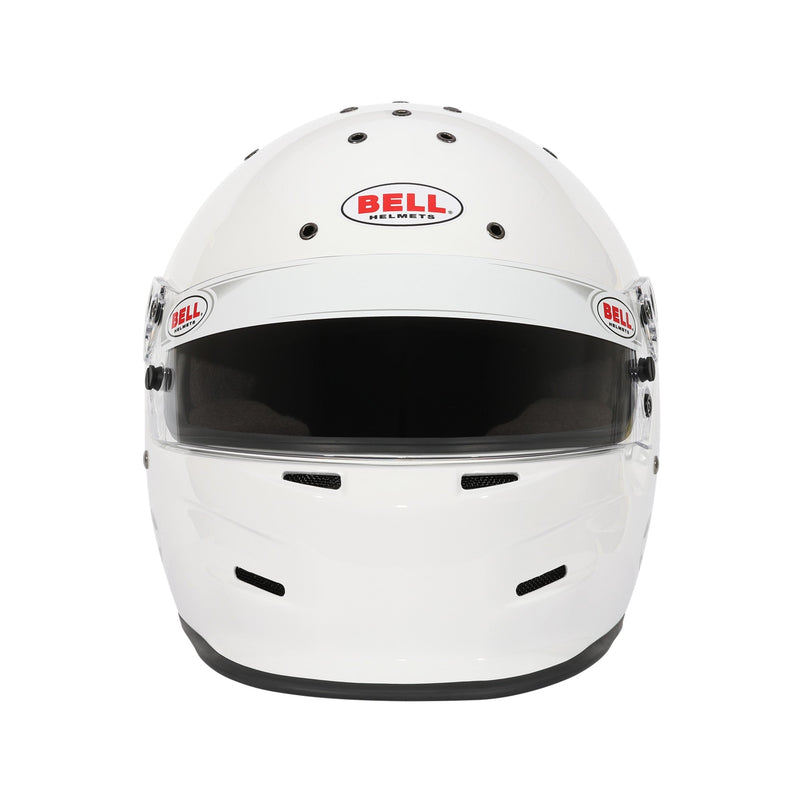 Front view of the Bell K1 SPORT Multi - Use Kart / Auto Racing Helmet - Snell SA2025 in White color at FAST RACER
