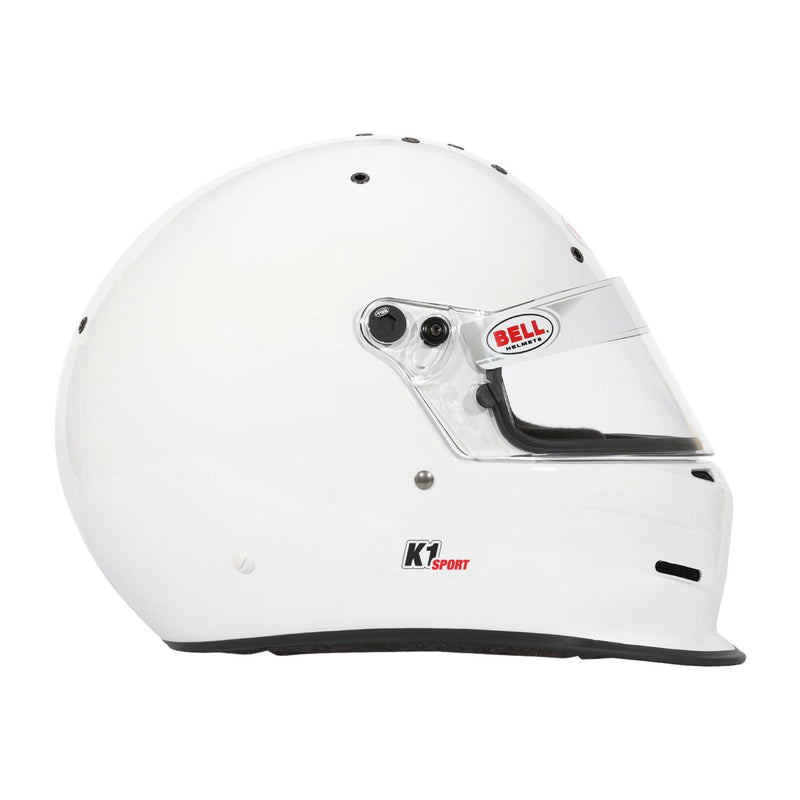 Full right view of the Bell K1 SPORT Multi - Use Kart / Auto Racing Helmet - Snell SA2025 in White color at FAST RACER