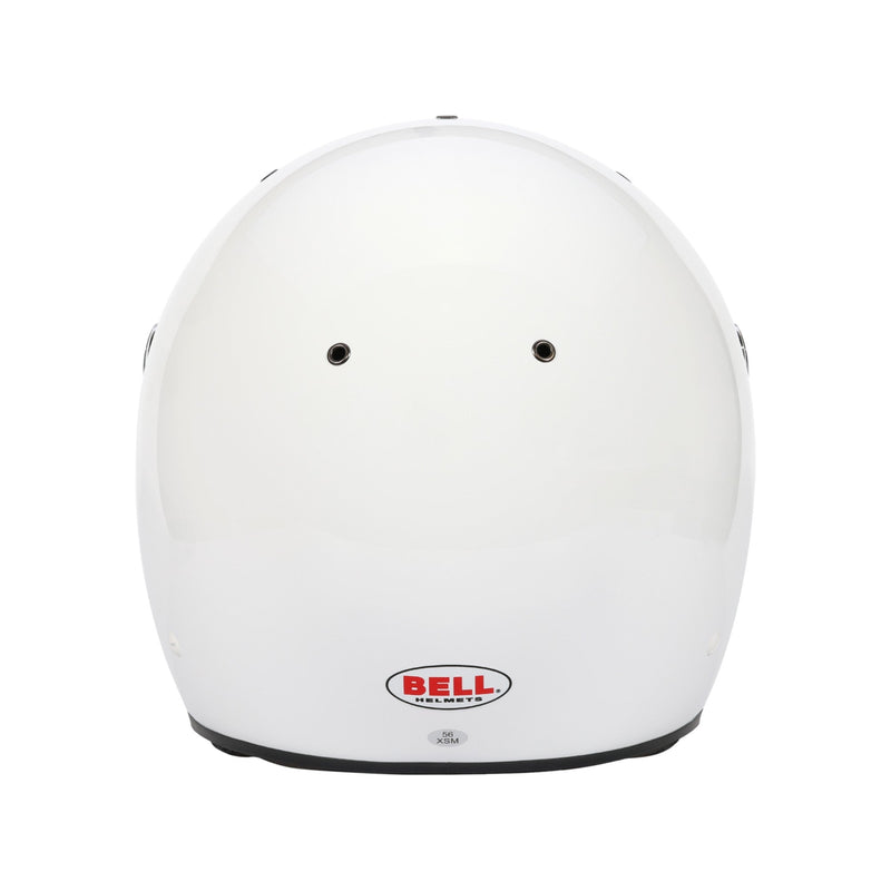 Rear view of the Bell K1 SPORT Multi - Use Kart / Auto Racing Helmet - Snell SA2025 in White color at FAST RACER