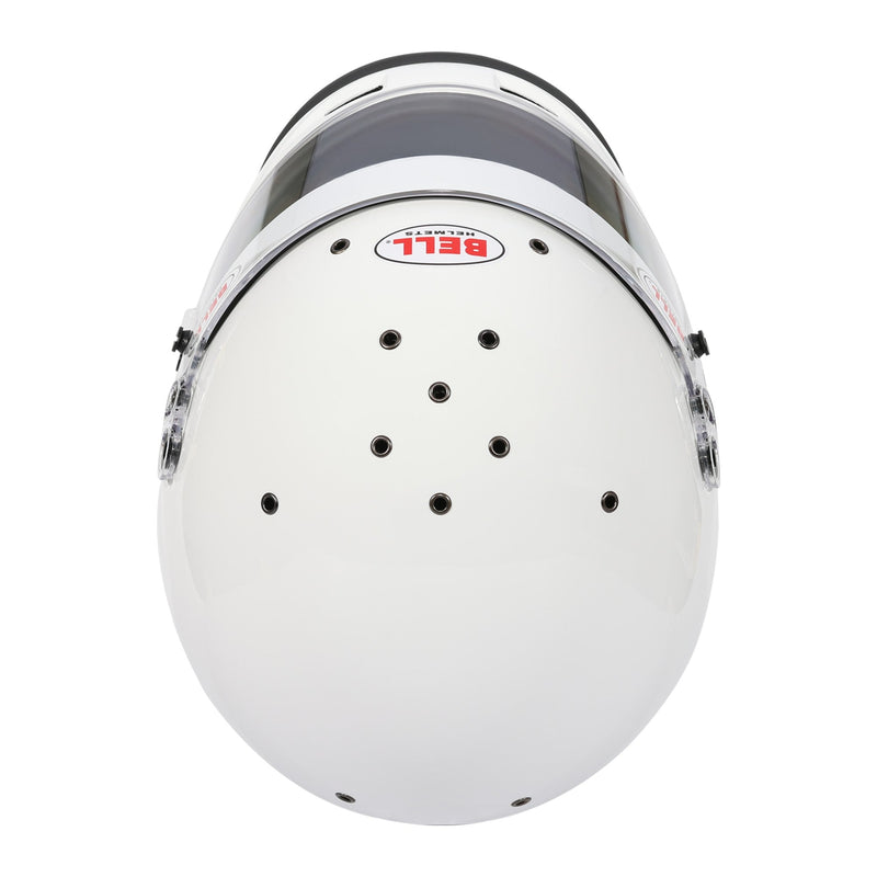Top view of the Bell K1 SPORT Multi - Use Kart / Auto Racing Helmet - Snell SA2025 in White color at FAST RACER