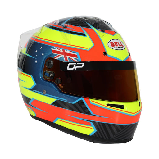 Main right-side view of the Bell KC7-CMR Pro kart racing helmet Oscar Piastri 2025 edition in multi-color design at FAST RACER.