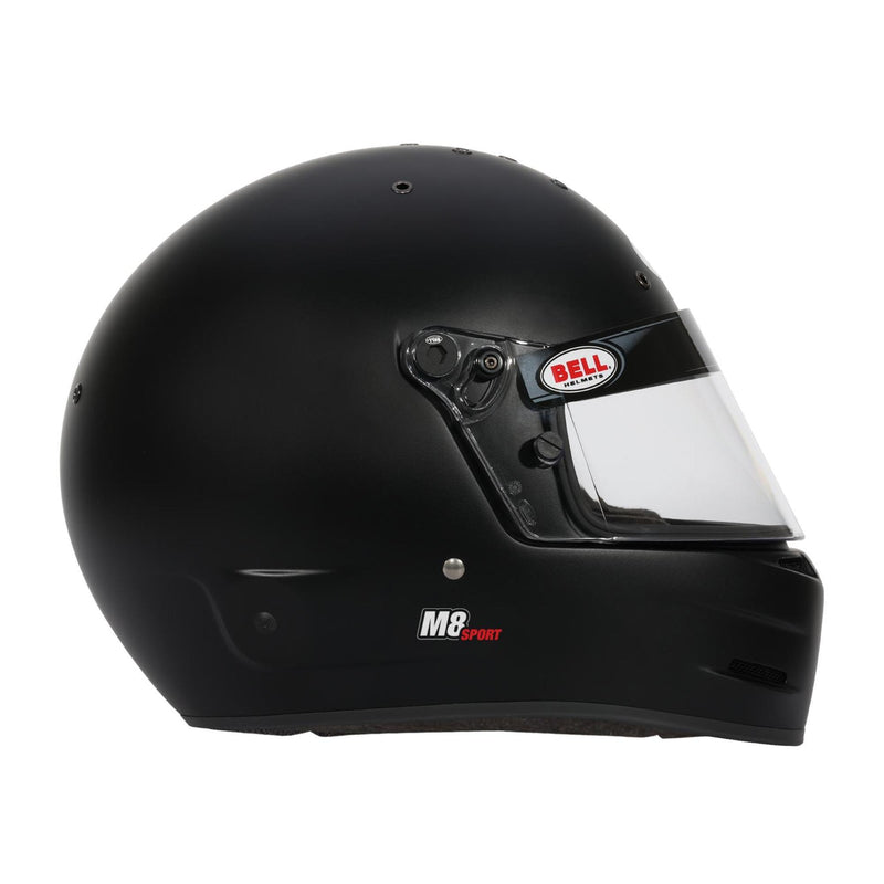 Full right view of the Bell M8 SPORT Multi - Purpose Racing Helmet - Snell SA2025 in Black color at FAST RACER