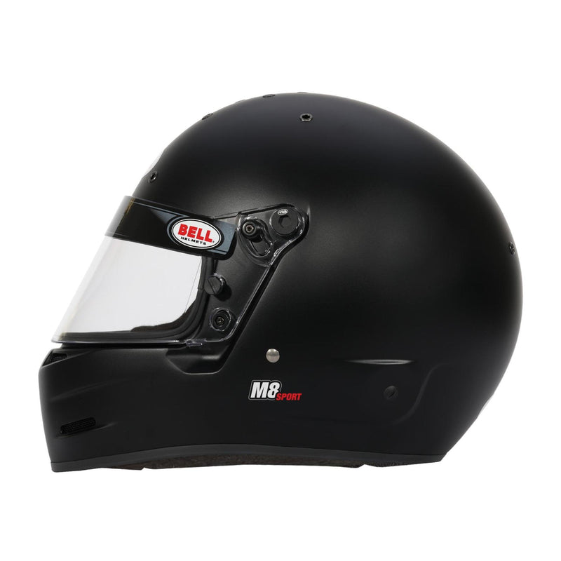 Full Left view of the Bell M8 SPORT Multi - Purpose Racing Helmet - Snell SA2025 in Black color at FAST RACER