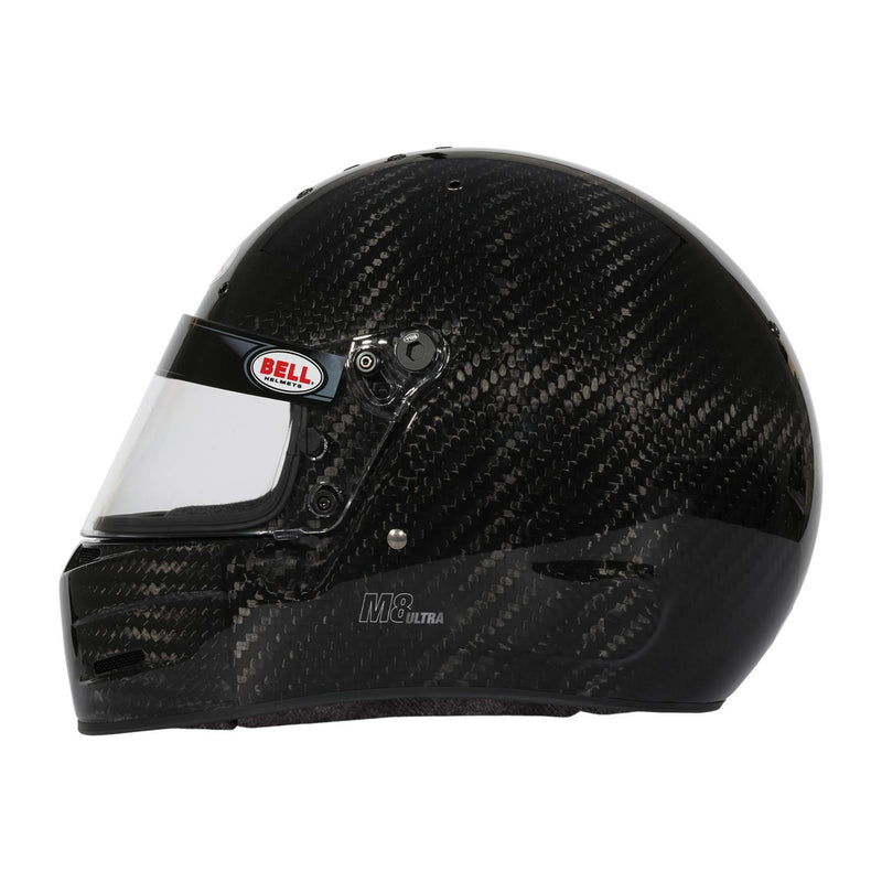Full left view of the Bell M8 ULTRA Carbon Multi-Purpose Racing Helmet - Snell SA2025 / FREE GIFT in Black color at FAST RACER.