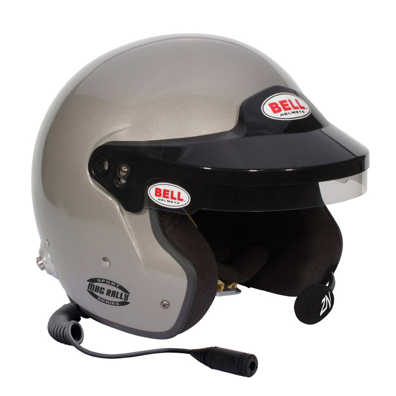 amx bell helmets Bell MAG Rally Open Face Racing Helmet FIA | Free GIFT, FIA8859-2024 | Metallic Titanium Silver