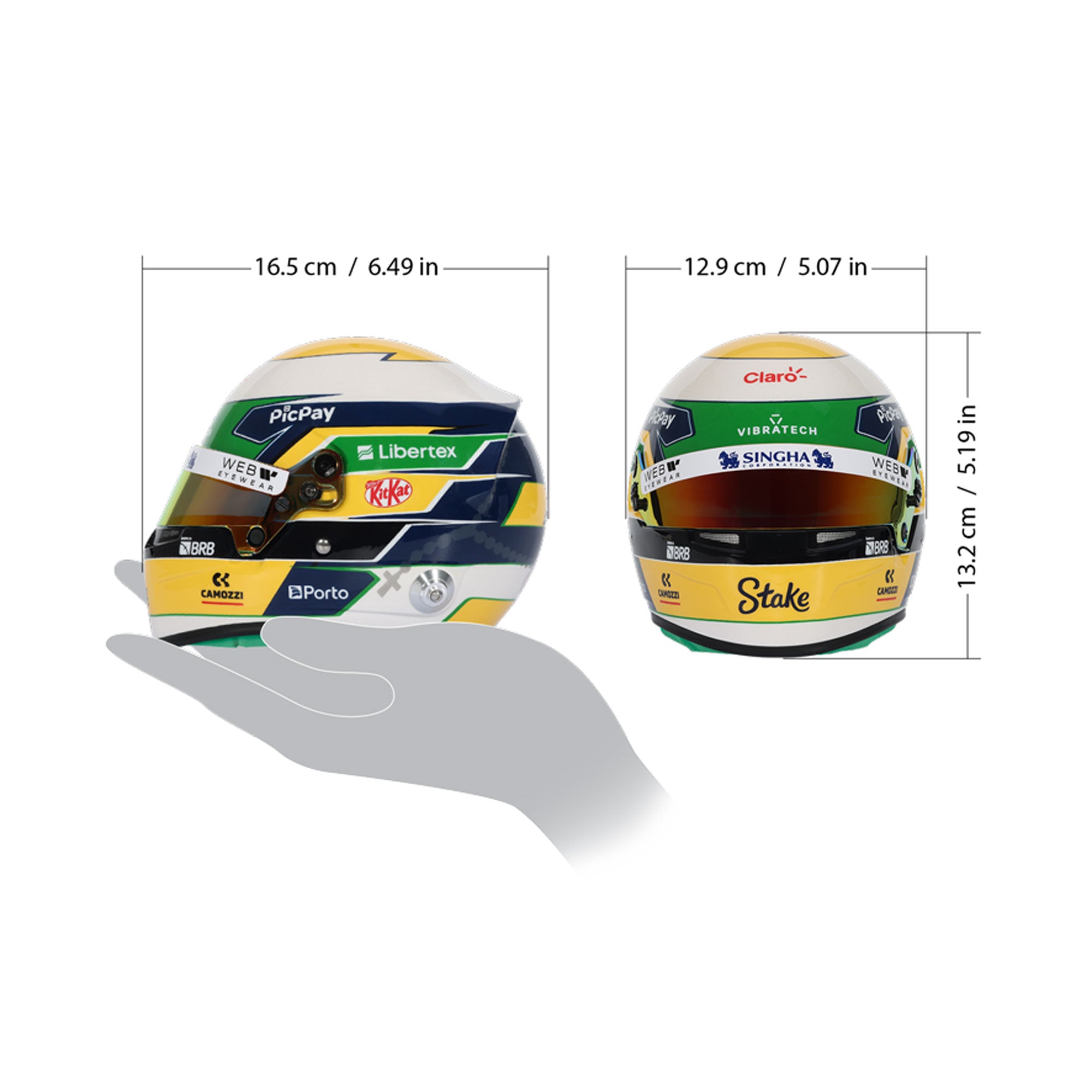 Bell 1:2 Scale F1 Mini Helmet Gabriel Bortoleto / Kick Sauber