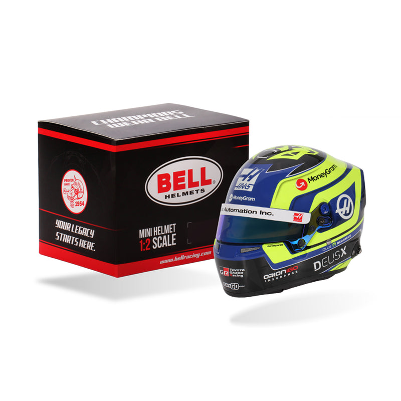 bell 1 2 helmet 1:2 Scale Mini K1 Signature / 2026 Model This is an exact replica of the 2024 F1 helmet used by the racing driver Esteban Ocon REVIEW Bell HP77 1:2 mini