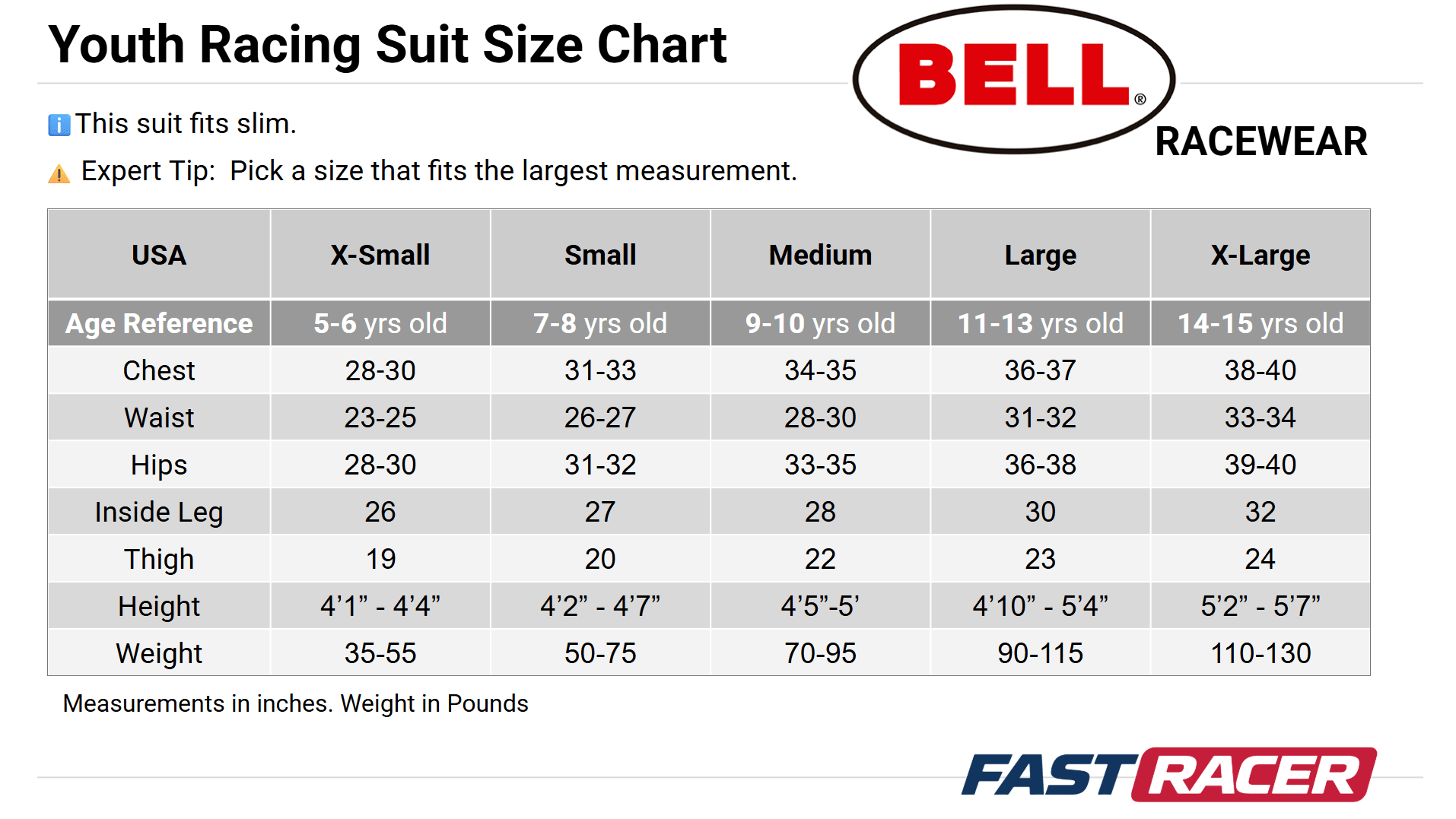 Buy Bell SPORT-YTX Youth Race Suit SFI 3.2A/1 Rated - Fast Racer — FAST ...