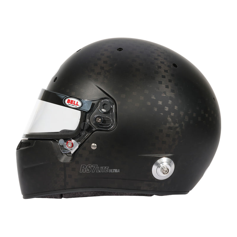 Left view of the Bell RS7 LITE ULTRA Racing Helmet - Snell SA2025 / FIA8859 in Black color at FAST RACER