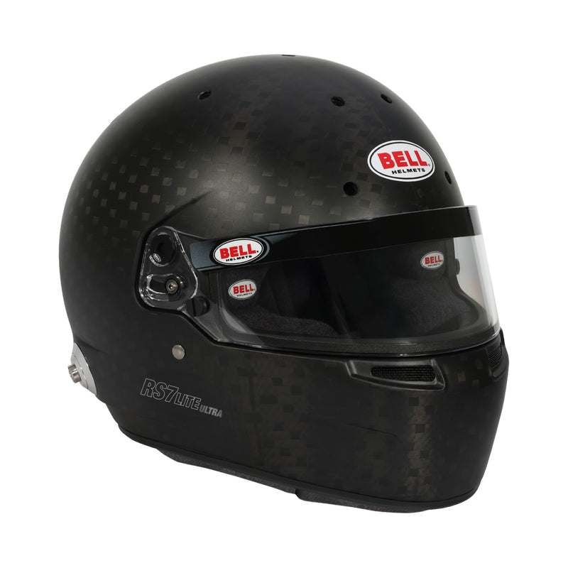 Right view of the Bell RS7 LITE ULTRA Racing Helmet - Snell SA2025 / FIA8859 in Black color at FAST RACER