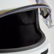 Closeup view of the Bell M8 SPORT Multi - Purpose Racing Helmet - Snell SA2025 in White color at FAST RACER