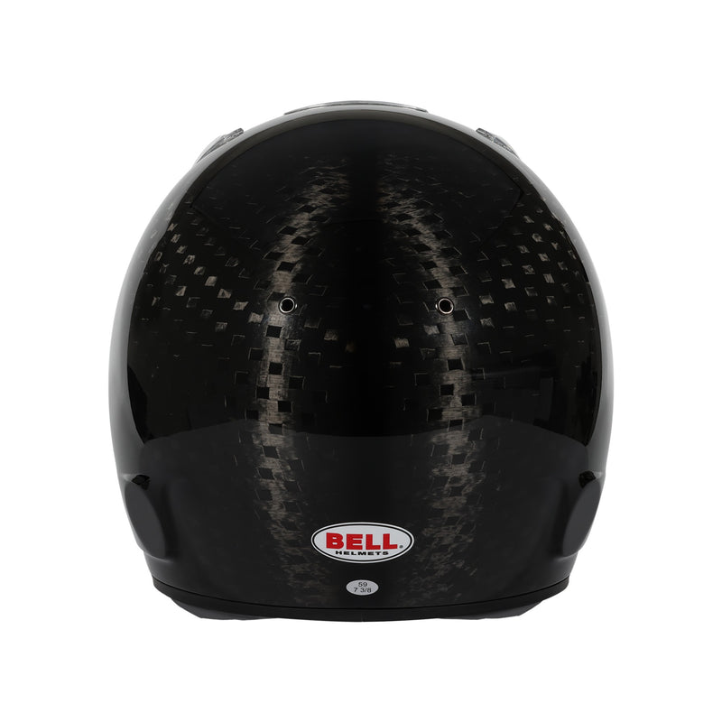 Rear view of the Bell RS7 - K ULTRA Kart Helmet - Snell K2025 / FIA8878 in Black Color at FAST RACER