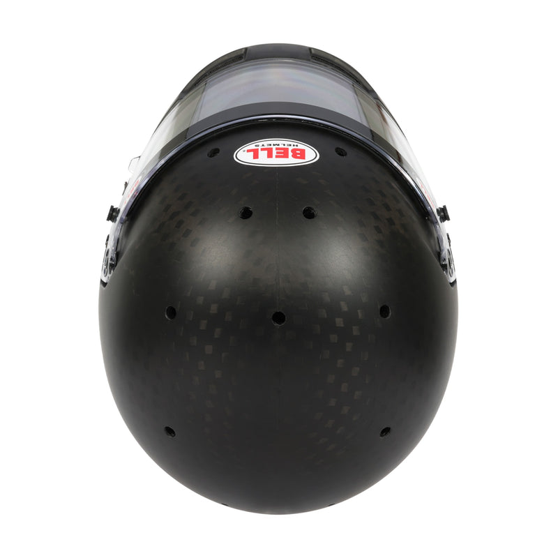 Top view of the Bell RS7 LITE ULTRA Racing Helmet - Snell SA2025 / FIA8859 in Black color at FAST RACER