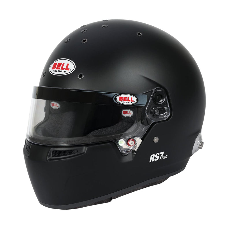 Main left View of Bell RS7 PRO Racing Helmet Snell SA2025 and FIA 8859-2024 Certified in Black color at FAST RACER