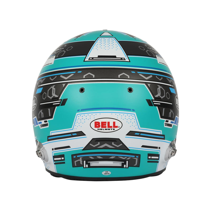 Rear view of the Bell RS7 PRO Stamina Aquamarine Racing Helmet - Snell SA2025 / FIA at FAST RACER