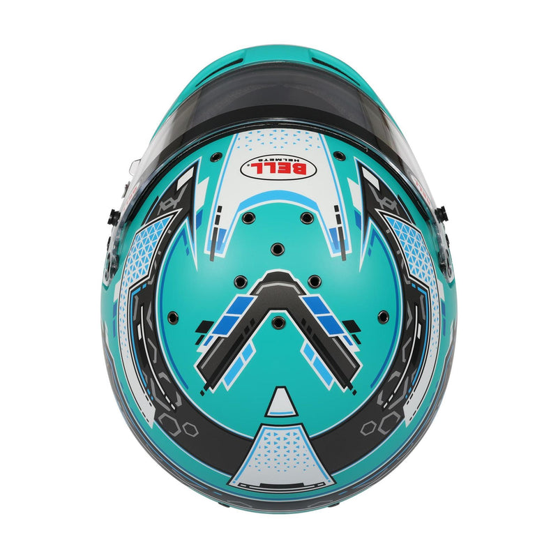 Top view of the Bell RS7 PRO Stamina Aquamarine Racing Helmet - Snell SA2025 / FIA at FAST RACER