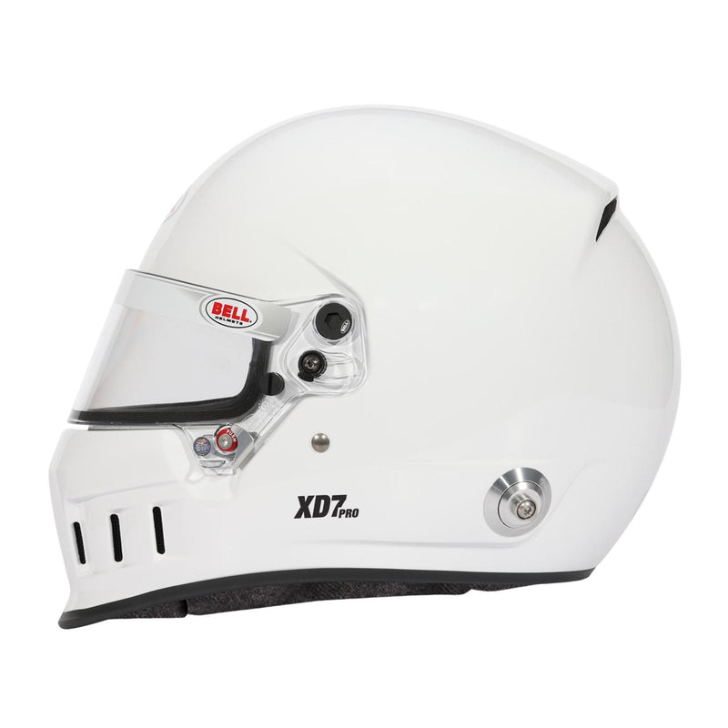 Full left view of the Bell XD7 PRO Dirt Track & Open Wheel Racing Helmet - Snell SA2025 in White color at FAST RACER
