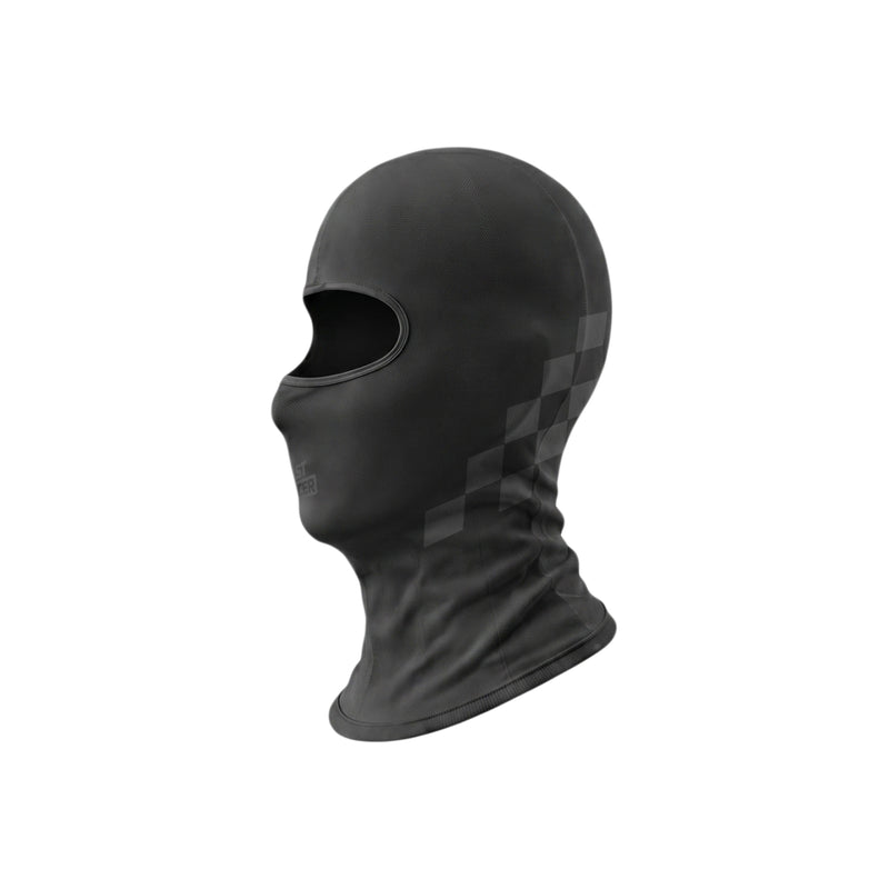 Side view of the Fast Racer Karting Balaclava Graphic 1 in Black Color