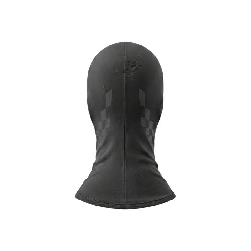 Rear view of the Fast Racer Karting Balaclava Graphic 1 in Black Color