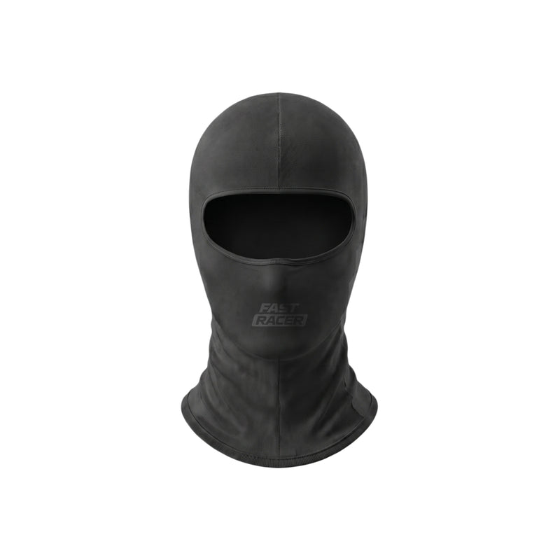 Front view of Fast Racer Karting Balaclava Graphic 1 in Black Color