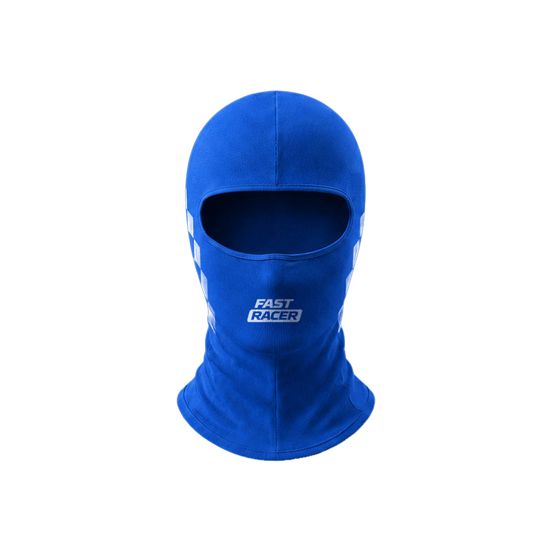 Front view of Fast Racer Karting Balaclava Graphic 1 in Blue Color