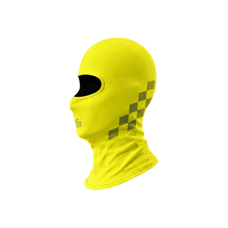 Side view of the Fast Racer Karting Balaclava Graphic 1 in Yellow Color