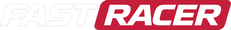 Modern FAST RACER Logo in White and Red For Motorsports Store