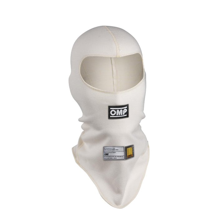 OMP FIRST Balaclava - Open Face Fireproof Racing Balaclava - FIA Approved - White - Fast Racer 