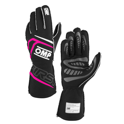 OMP FIRST Racing Gloves FIA - Black/Fuchsia - Fast Racer