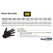 OMP Racing Gloves and Kart Gloves Size Chart - Fast Racer