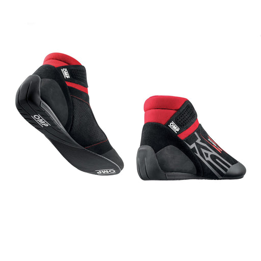 Pair View of the Black/Red color OMP KS-3 Kart Shoes / 2026 Model at Fast Racer