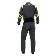 Full back view of the ONE EVO AIR SUIT FIA in Black/Yellow  color at Fast Racer.